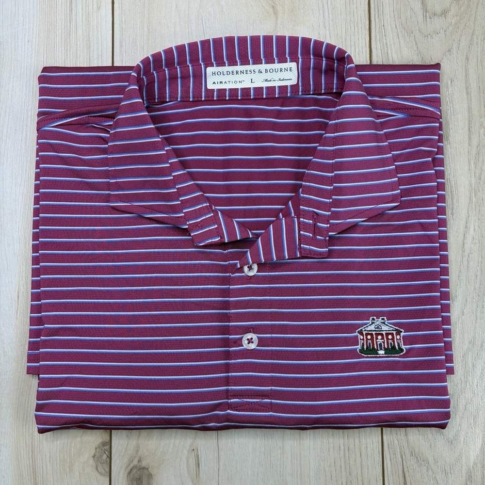 Holderness & Bourne The Springer Shirt AIRATION Polo Mens Large Stripe Golf Club